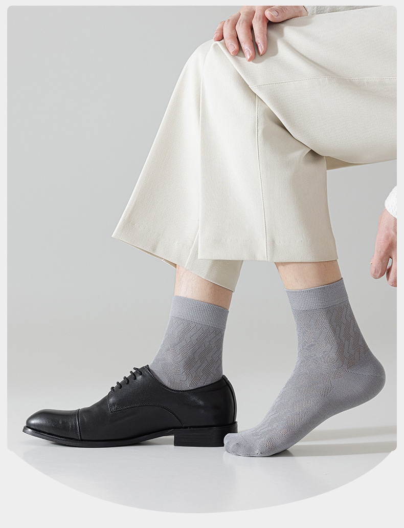 Mens Patterned Crew Mesh Summer Cool Socks Cotton Blend 1 bag include 5 pairs